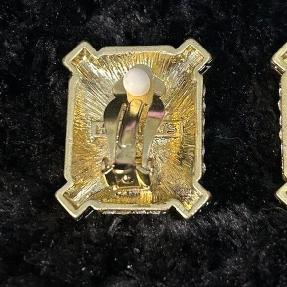 Heidi Daus Clip Earrings Estate Splendor Clear Crystal Rectangular Gold Tone OS - Picture 7 of 12
